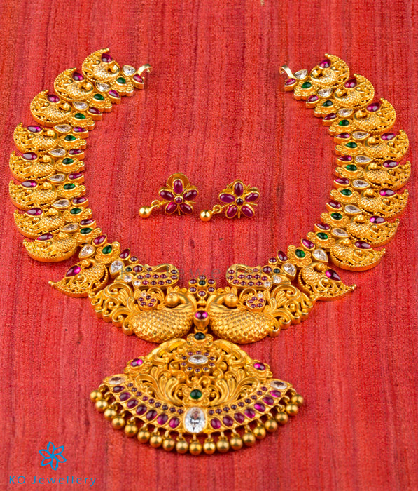 Traditional temple jewellery gold coated bridal set