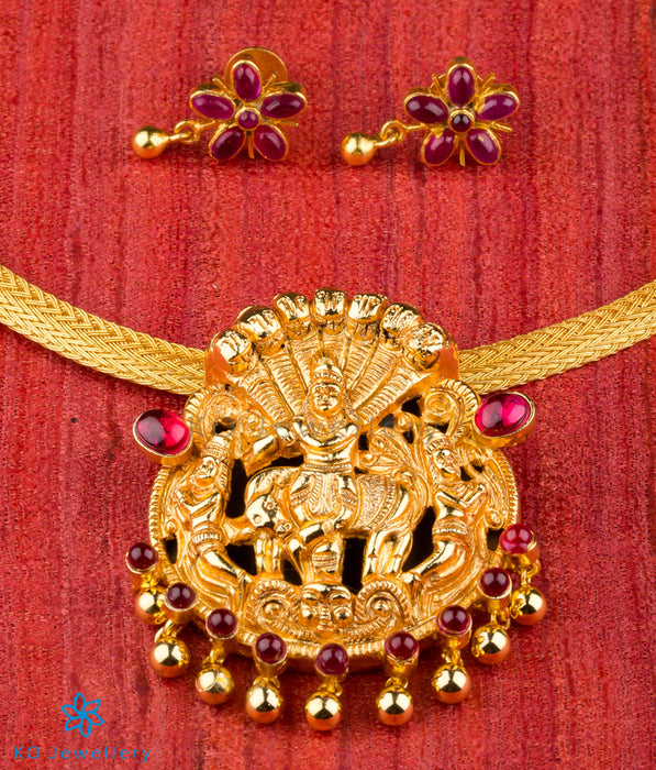 Gold plated silver temple jewellery Krishna motif