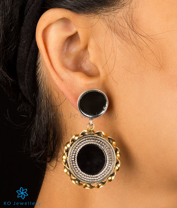 The Vyuti Silver Mirror Earrings (Two-tone)