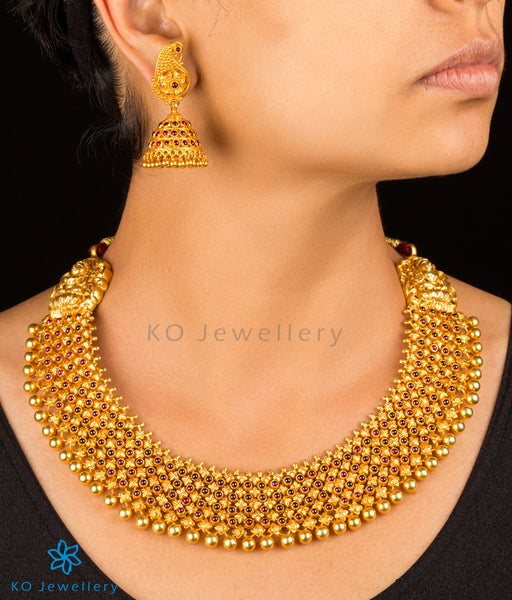  antique finish gold dipped choker with jhumkas