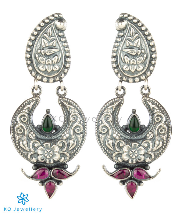 The Ardha Chandra Silver Earrings (Oxidised)