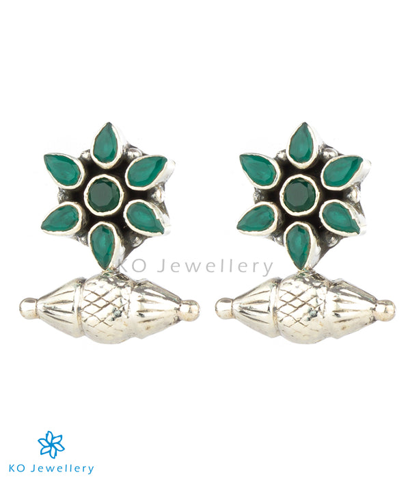The Taraash Silver Gemstone Earrings (Green)