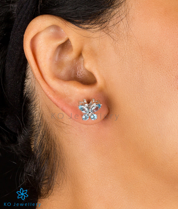 The Butterfly Silver Ear-studs (Blue Topaz)