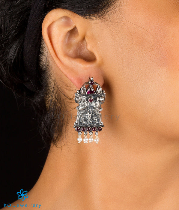 The Kili Silver Parrot Earrings(Oxidised)