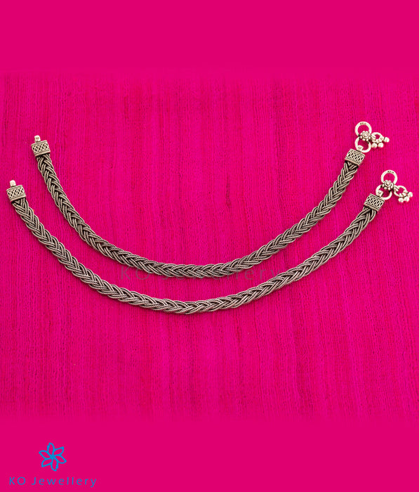 The Silver Braid Anklets