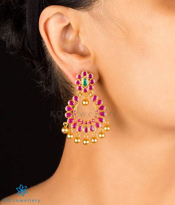 The Padmavat Silver Chand Bali Earrings (Red)