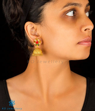 The Kshitij Silver Navratna Jhumkas