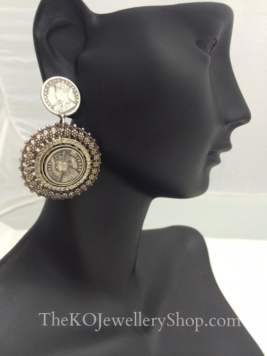 The Antique Silver Coin Earrings - KO Jewellery