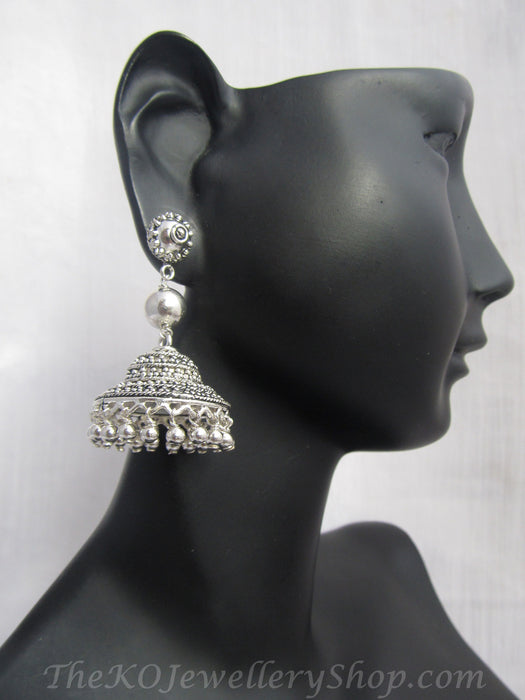 Pure silver jhumkas handcrafted and oxidised shop online 