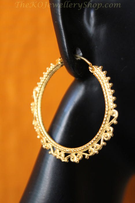 Gold plated silver hoop earring for women