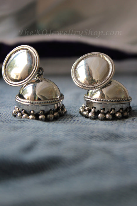 Sterling silver contemporary jhumkas silver ghungrus shop online 