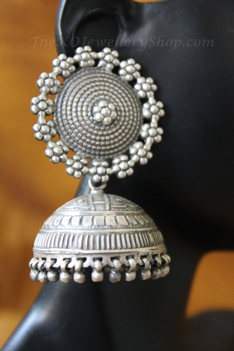 The Suryakanti Silver Jhumka - Small