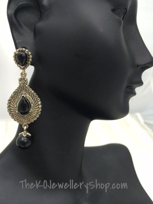 Chandaleir earring pure silver marcasite black stone studded buy online  