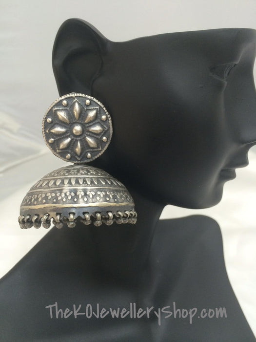big silver jhumka indian antique jewellery online shopping