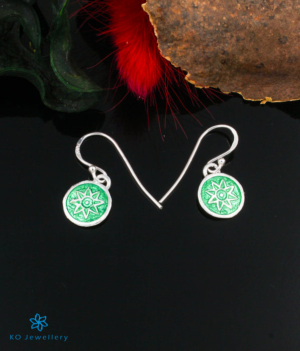 The Kavya Silver Meenakari Earrings (Green)