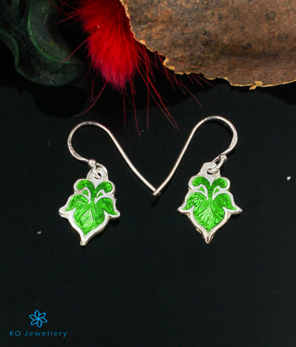 The Pihu Silver Meenakari Earrings (Green)