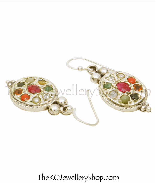 Shop online for women’s silver  navratna earrings jewellery