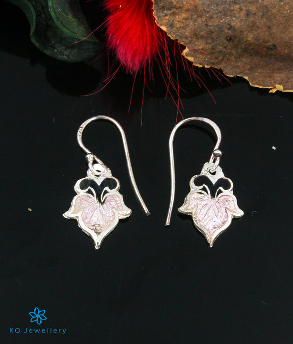 The Pihu Silver Meenakari Earrings (Black/Pink)