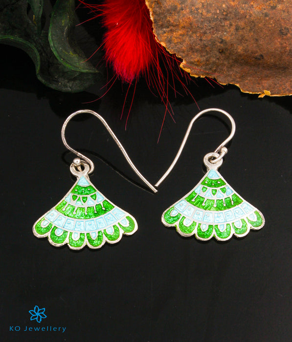 The Apurv Silver Meenakari Earrings (Green)