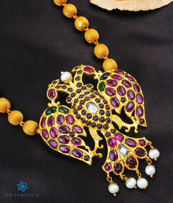 The Niyathi Gandaberunda Silver Beads  Necklace