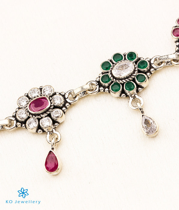 The Maryam Silver Gemstone Necklace (White/Green)