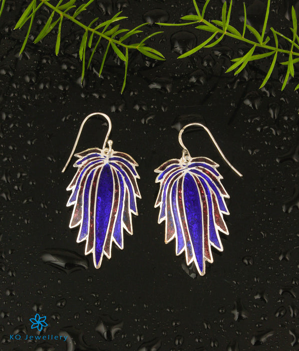The Shanaya Silver Meenakari Earrings (Blue/Brown)