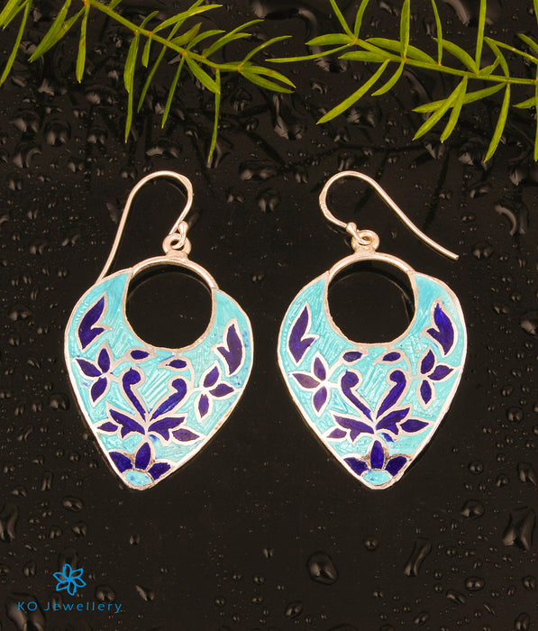 The Naaz Silver Meenakari Earrings (Light Blue)