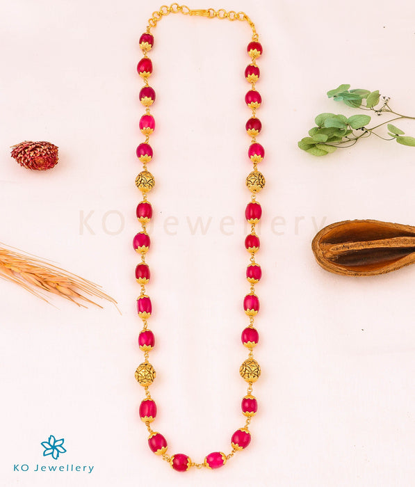 The Red Agate Gemstone Nakkasi Beads Silver Chain