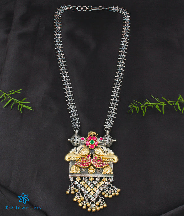 The Suptha Silver Peacock Statement Necklace