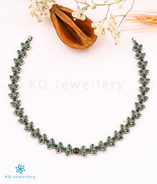 The Aroha Silver Kempu Necklace (Green/Oxidised)