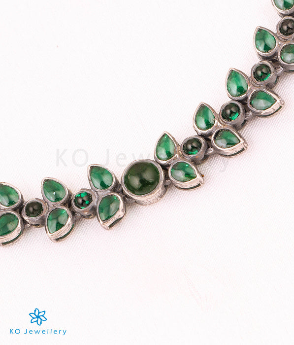 The Aroha Silver Kempu Necklace (Green/Oxidised)