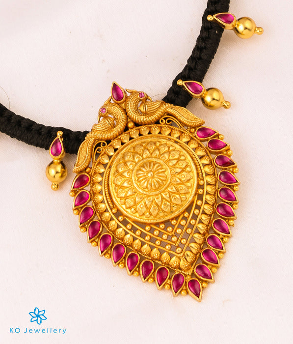 The Vyoma Silver Ornate Thread Necklace (Black)