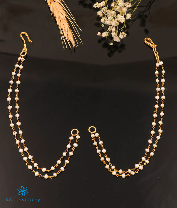 The Iravat Silver Pearl Ear chain (Two Layers)