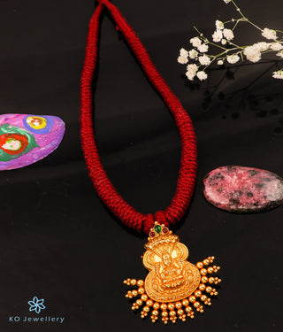 The DhanLakshmi Silver Thread Necklace (Red)