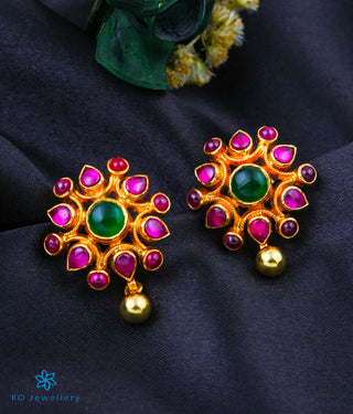 The Puspavat Silver Kempu Ear-Studs