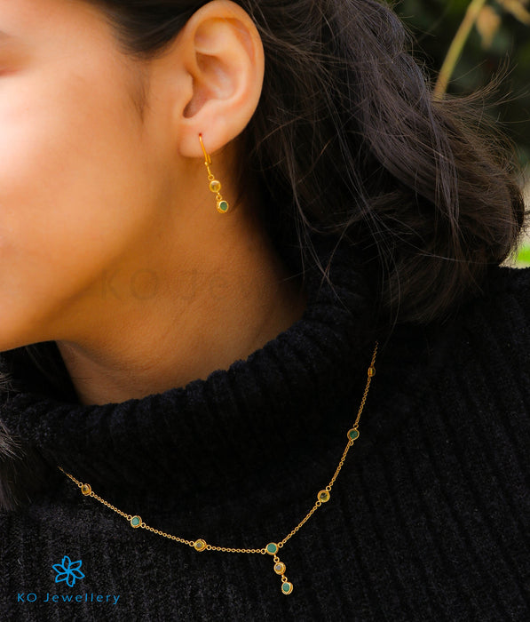 Precious Emerald & Peridot Necklace in 22 KT Gold