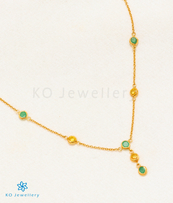 Precious Emerald & Peridot Necklace in 22 KT Gold