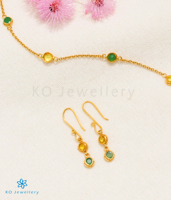 Precious Emerald & Peridot Earrings in 22 KT Gold