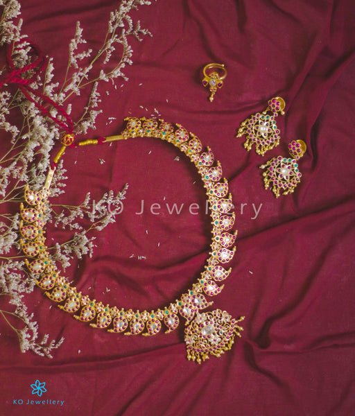 Purchase gold plated silver temple necklace set online