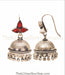 Online shopping pure silver red glass jhumka for women