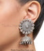 Big ear-stud hand crafted silver jhumka shop online