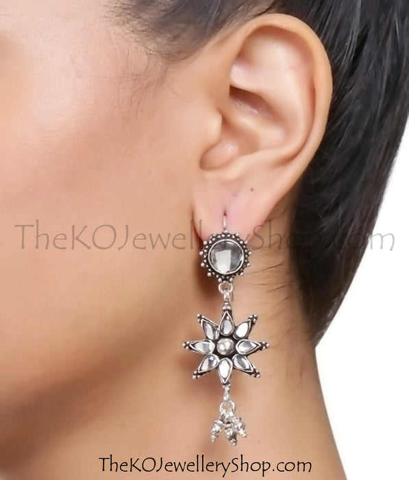 Buy online hand crafted silver glass earrings for women