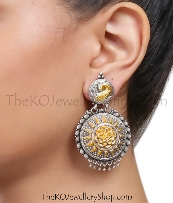 peacock-motif silver earrings for women buy online