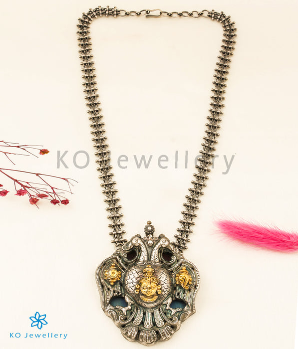 Nakshi Necklace, Pure silver temple jewellery online India.