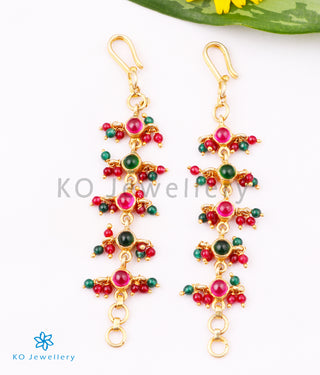 The Medha Silver Ear chain (Red & Green mix)