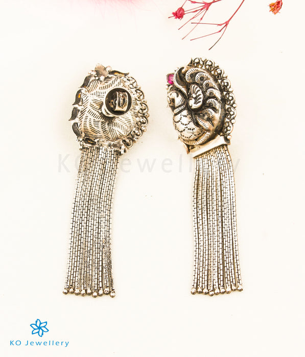 The Supta  Silver Peacock Earrings