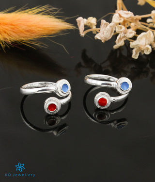 The Nivit Silver Toe-Rings (Red/ Front open)