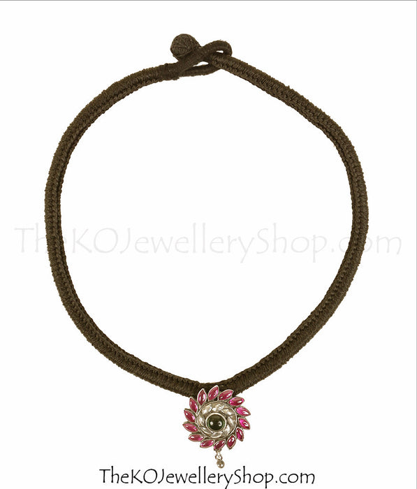 The Aamod Silver Kempu Necklace (Black/Oxidised)