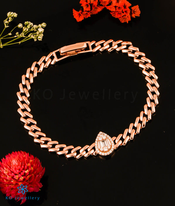 The Linked Solitaire Silver Rose-gold Bracelet