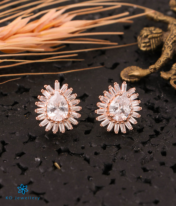 The Sparkle Solitaire Silver Rose-Gold Earrings